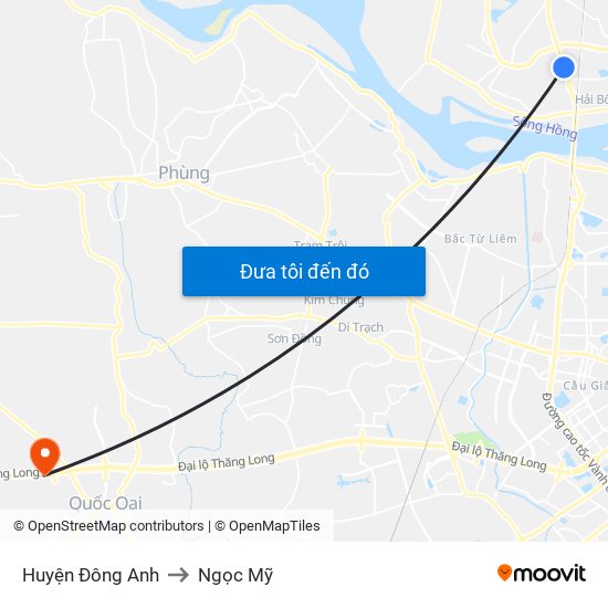 Huyện Đông Anh to Ngọc Mỹ map