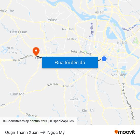 Quận Thanh Xuân to Ngọc Mỹ map