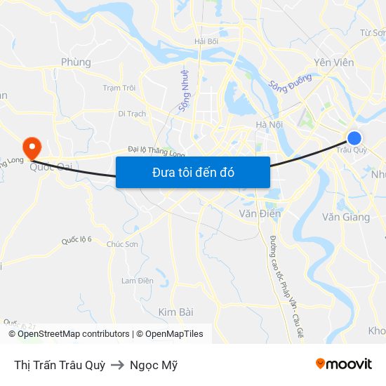 Thị Trấn Trâu Quỳ to Ngọc Mỹ map