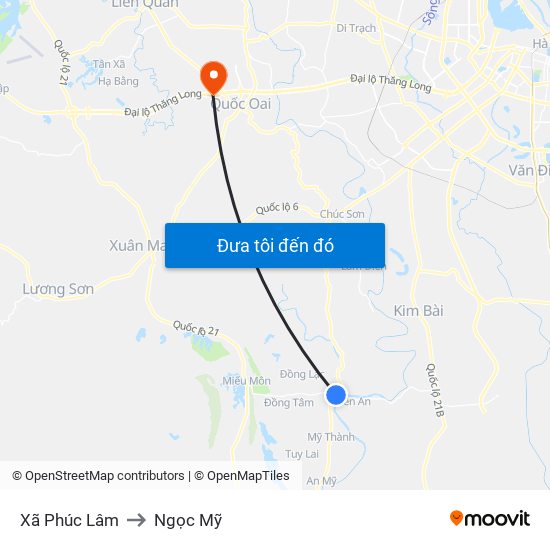 Xã Phúc Lâm to Ngọc Mỹ map