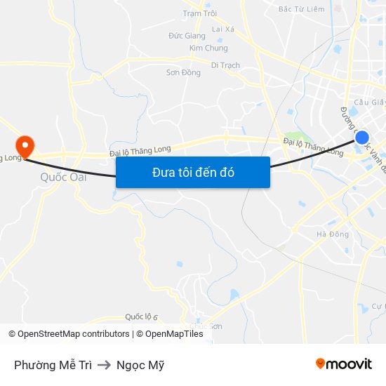 Phường Mễ Trì to Ngọc Mỹ map