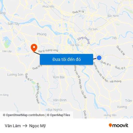 Văn Lâm to Ngọc Mỹ map