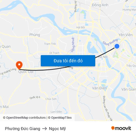 Phường Đức Giang to Ngọc Mỹ map