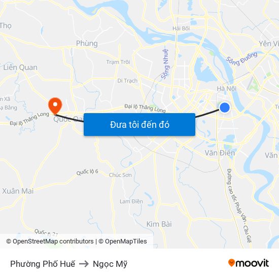 Phường Phố Huế to Ngọc Mỹ map