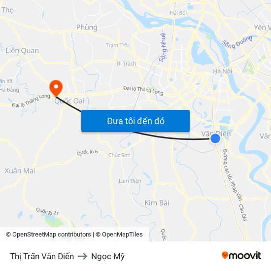 Thị Trấn Văn Điển to Ngọc Mỹ map