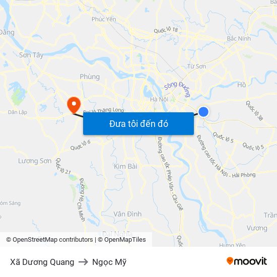 Xã Dương Quang to Ngọc Mỹ map