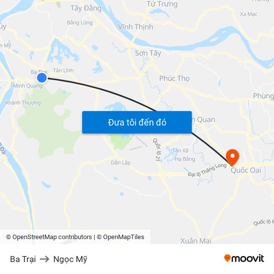 Ba Trại to Ngọc Mỹ map