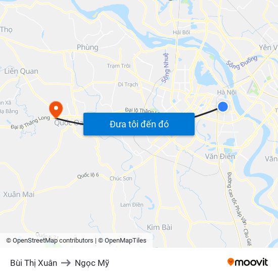 Bùi Thị Xuân to Ngọc Mỹ map