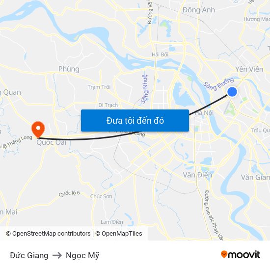 Đức Giang to Ngọc Mỹ map