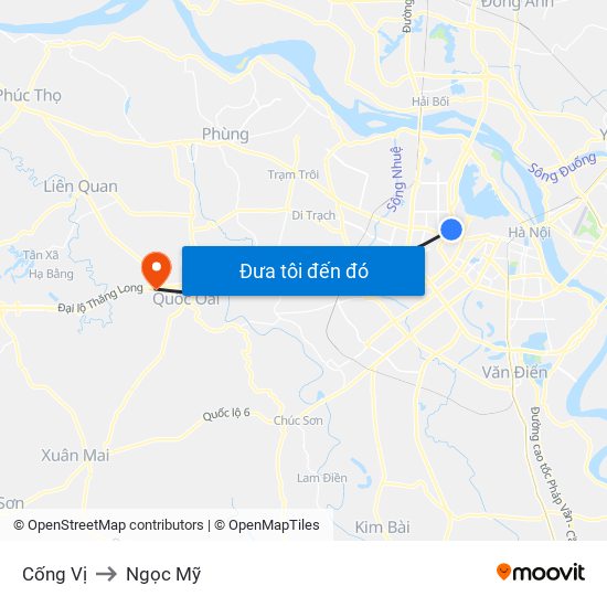 Cống Vị to Ngọc Mỹ map