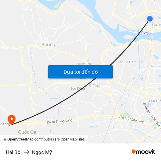 Hải Bối to Ngọc Mỹ map