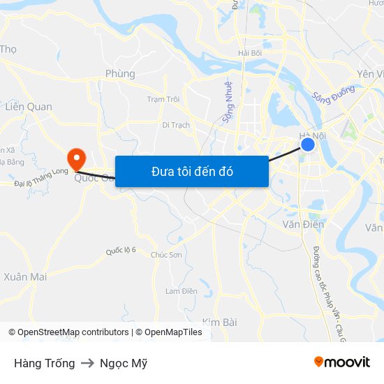 Hàng Trống to Ngọc Mỹ map