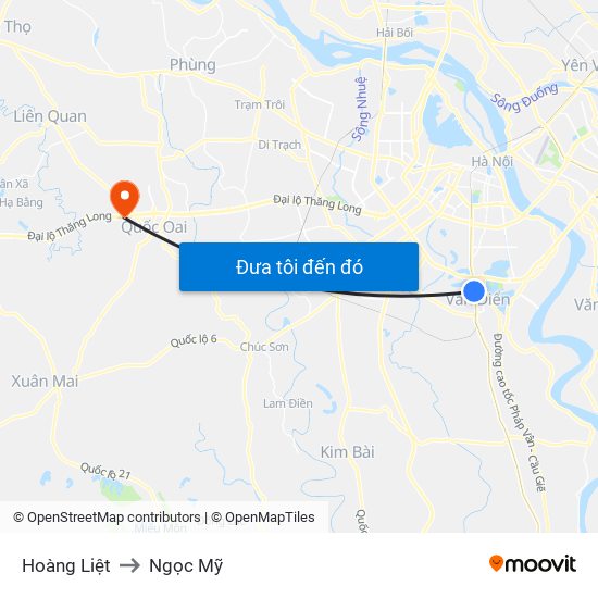 Hoàng Liệt to Ngọc Mỹ map