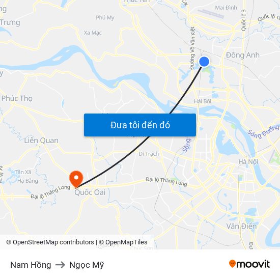 Nam Hồng to Ngọc Mỹ map