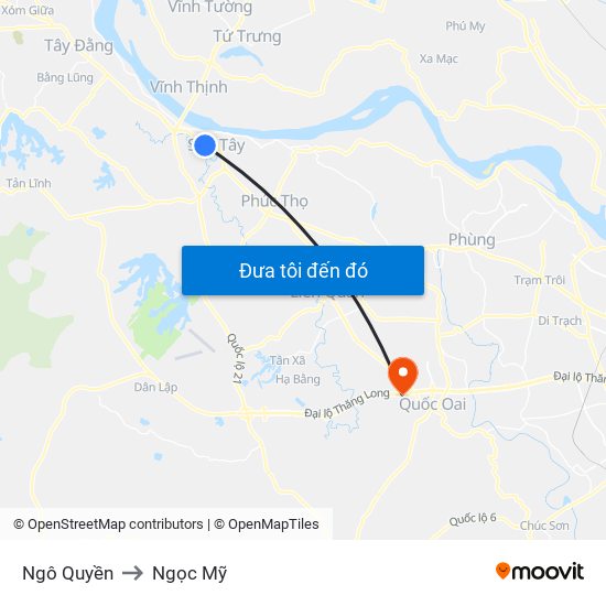 Ngô Quyền to Ngọc Mỹ map