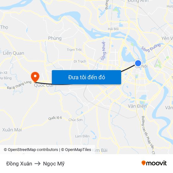 Đồng Xuân to Ngọc Mỹ map