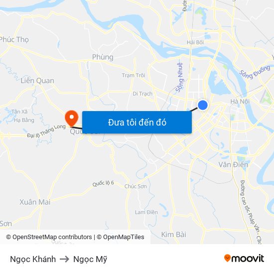 Ngọc Khánh to Ngọc Mỹ map