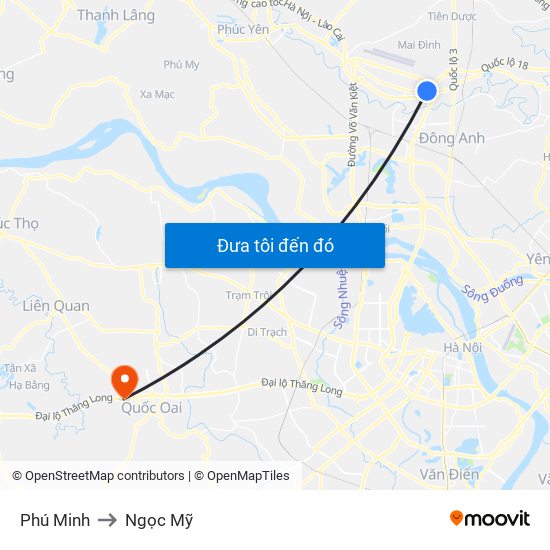 Phú Minh to Ngọc Mỹ map