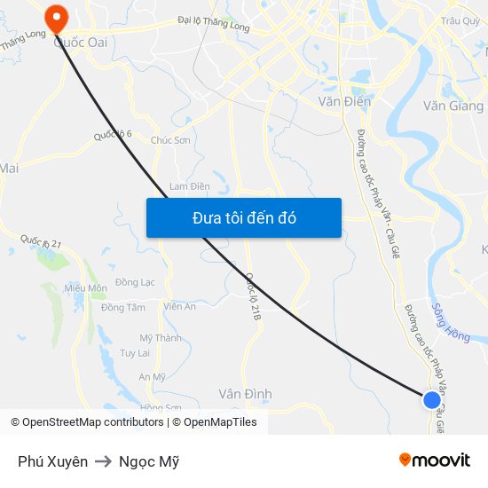 Phú Xuyên to Ngọc Mỹ map