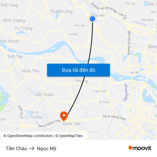 Tiền Châu to Ngọc Mỹ map