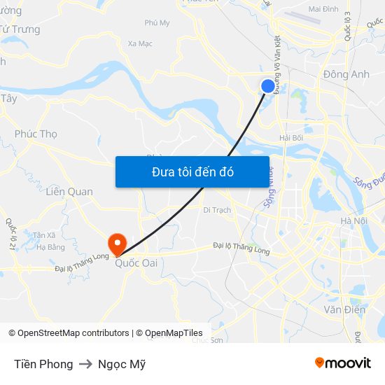 Tiền Phong to Ngọc Mỹ map