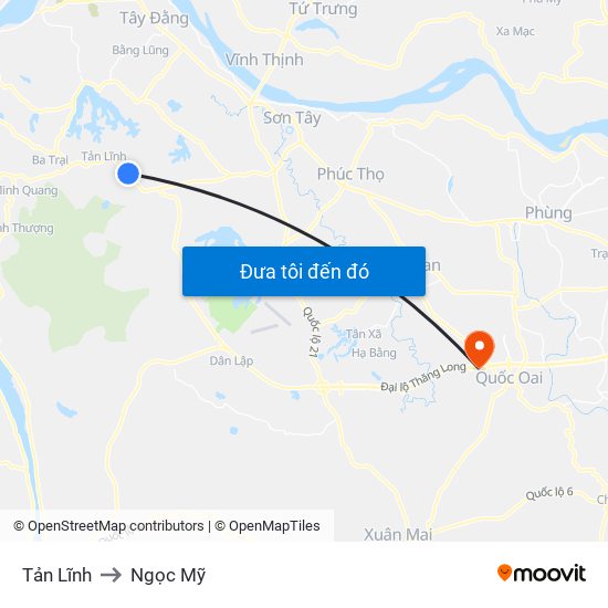 Tản Lĩnh to Ngọc Mỹ map