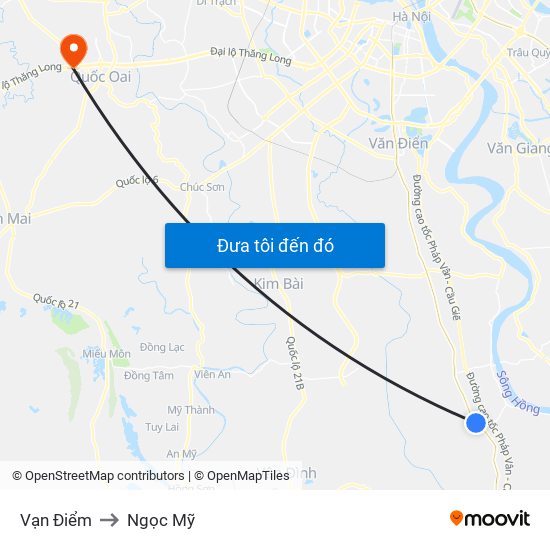 Vạn Điểm to Ngọc Mỹ map