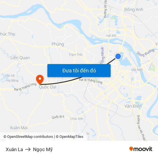 Xuân La to Ngọc Mỹ map