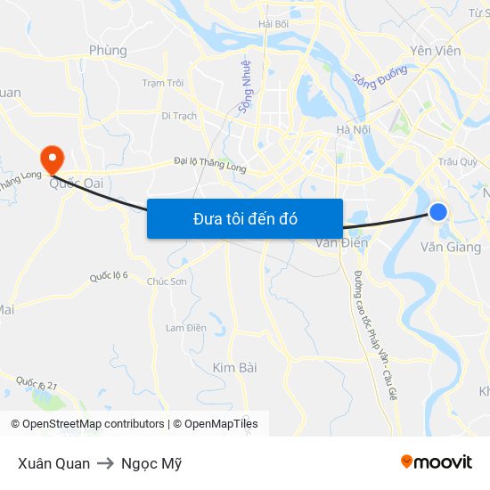 Xuân Quan to Ngọc Mỹ map