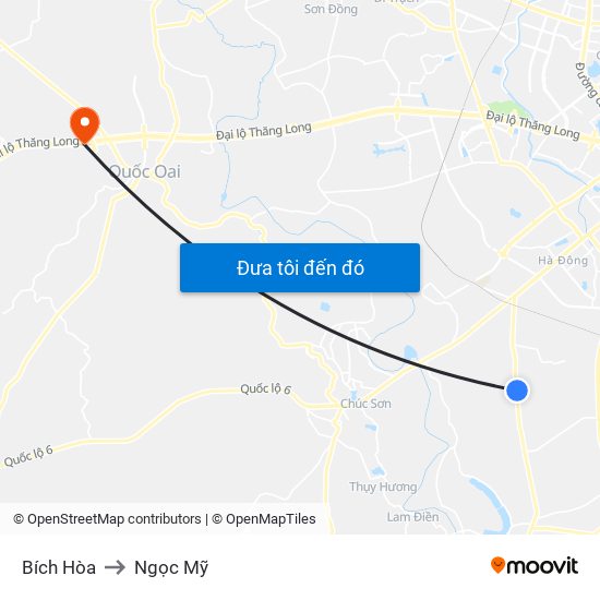 Bích Hòa to Ngọc Mỹ map