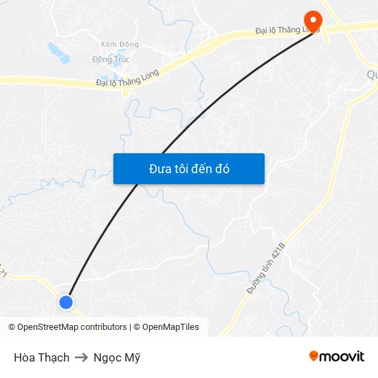 Hòa Thạch to Ngọc Mỹ map