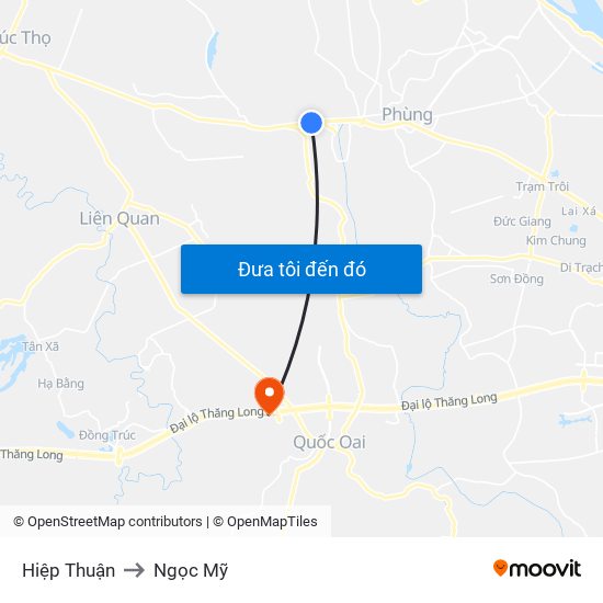 Hiệp Thuận to Ngọc Mỹ map