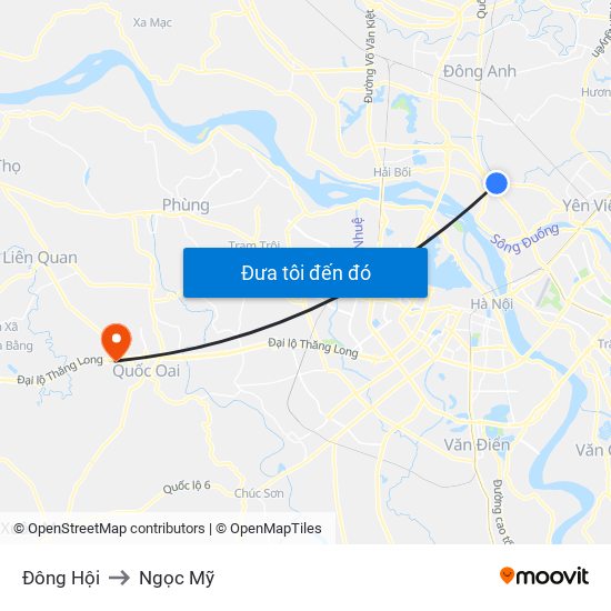 Đông Hội to Ngọc Mỹ map