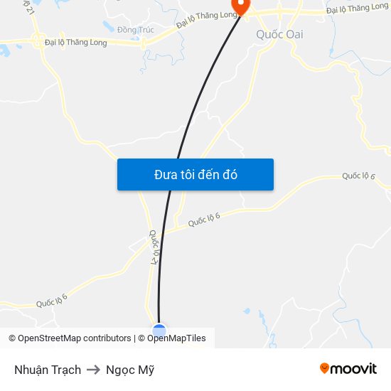 Nhuận Trạch to Ngọc Mỹ map