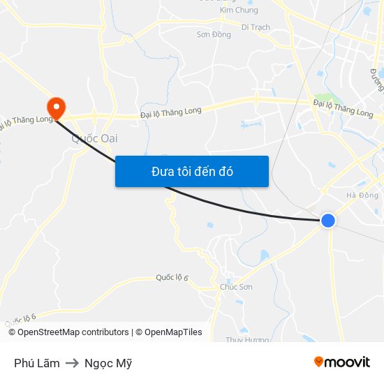 Phú Lãm to Ngọc Mỹ map
