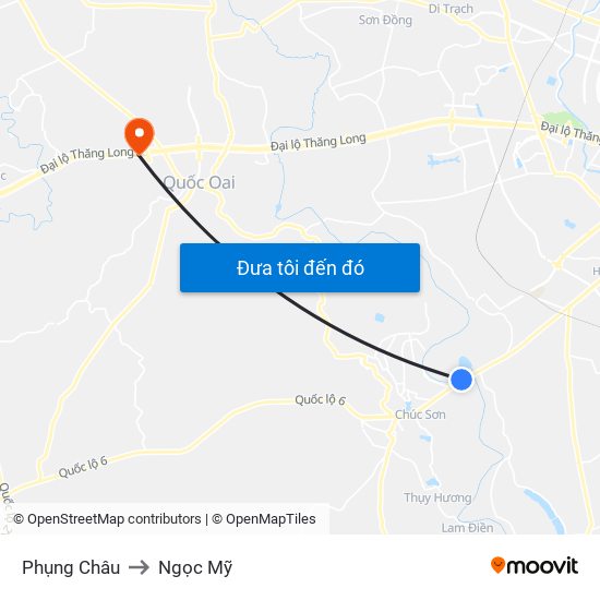 Phụng Châu to Ngọc Mỹ map