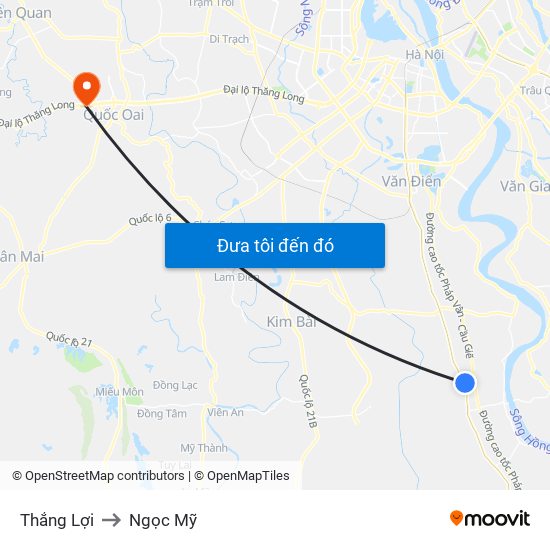 Thắng Lợi to Ngọc Mỹ map