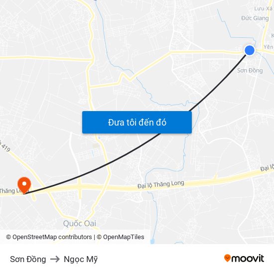 Sơn Đồng to Ngọc Mỹ map