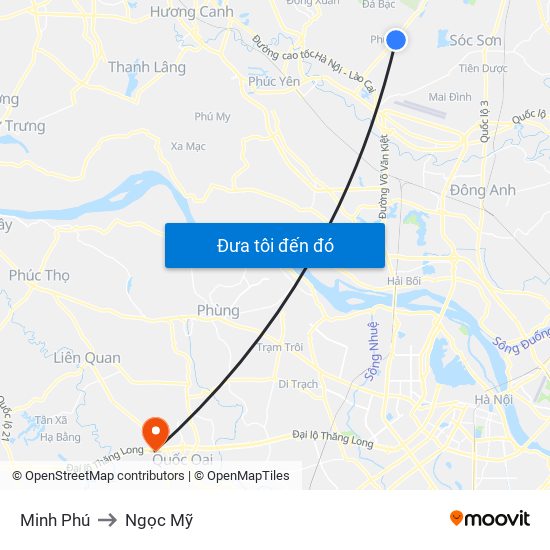 Minh Phú to Ngọc Mỹ map