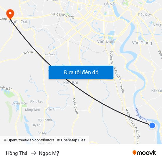 Hồng Thái to Ngọc Mỹ map