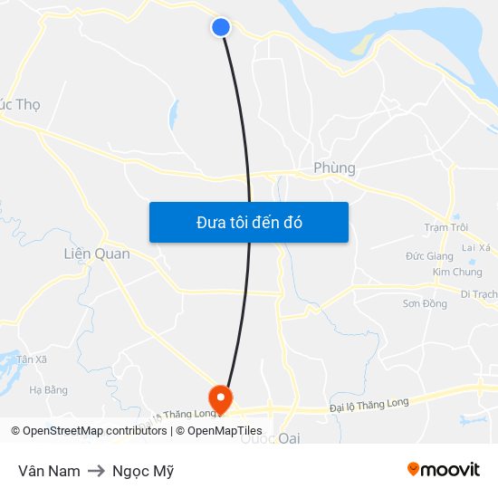 Vân Nam to Ngọc Mỹ map