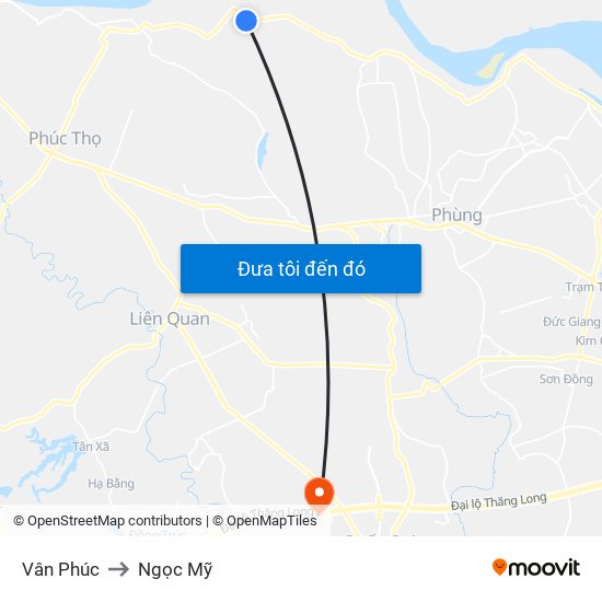 Vân Phúc to Ngọc Mỹ map