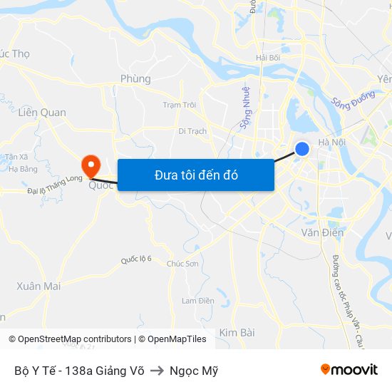 Bộ Y Tế - 138a Giảng Võ to Ngọc Mỹ map