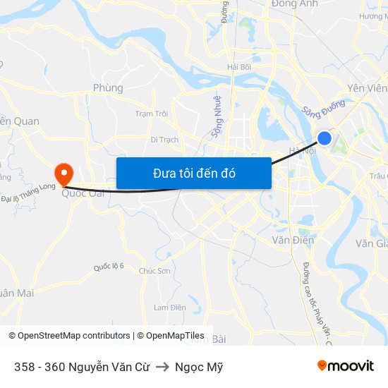 358 - 360 Nguyễn Văn Cừ to Ngọc Mỹ map