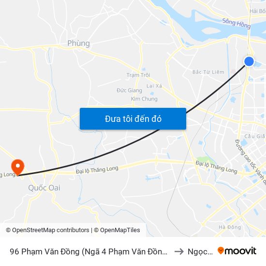 96 Phạm Văn Đồng (Ngã 4 Phạm Văn Đồng - Xuân Đỉnh) to Ngọc Mỹ map