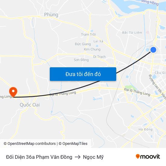 Đối Diện 36a Phạm Văn Đồng to Ngọc Mỹ map