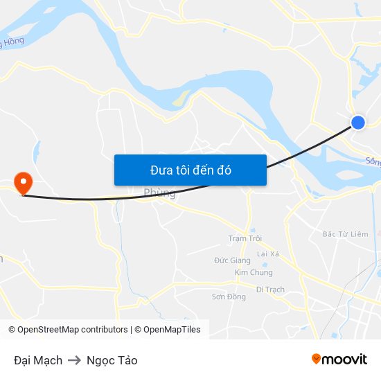 Đại Mạch to Ngọc Tảo map