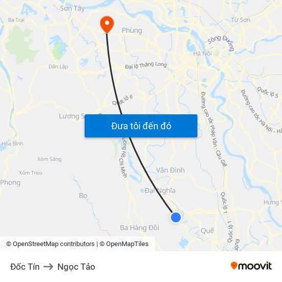 Đốc Tín to Ngọc Tảo map