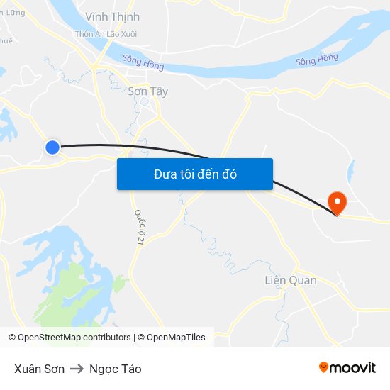 Xuân Sơn to Ngọc Tảo map