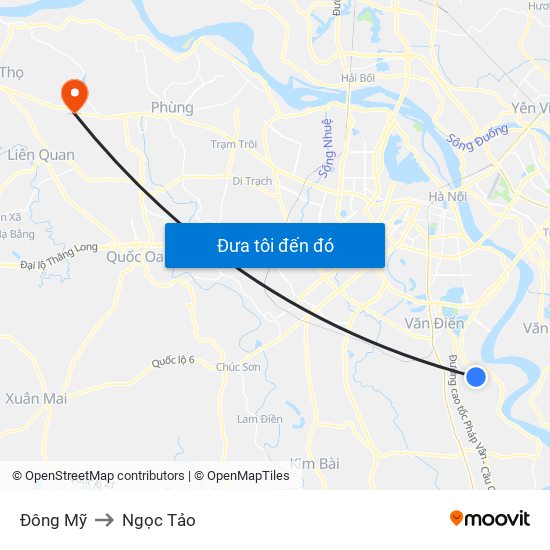 Đông Mỹ to Ngọc Tảo map